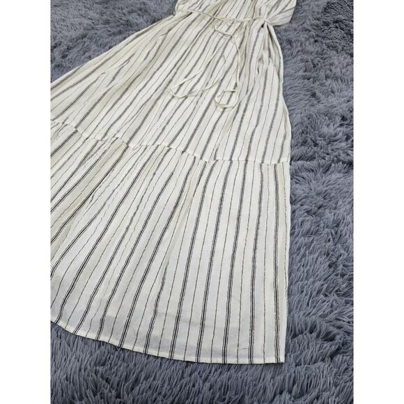 LOFT NWT Shimmer Stripe Tie Back Maxi Dress - Whisper White - Size Medium Boho - Picture 3 of 8